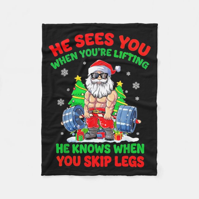 Manta Polar He Sees You When You're Lifting Skip Legs Santa Ch (Anverso)