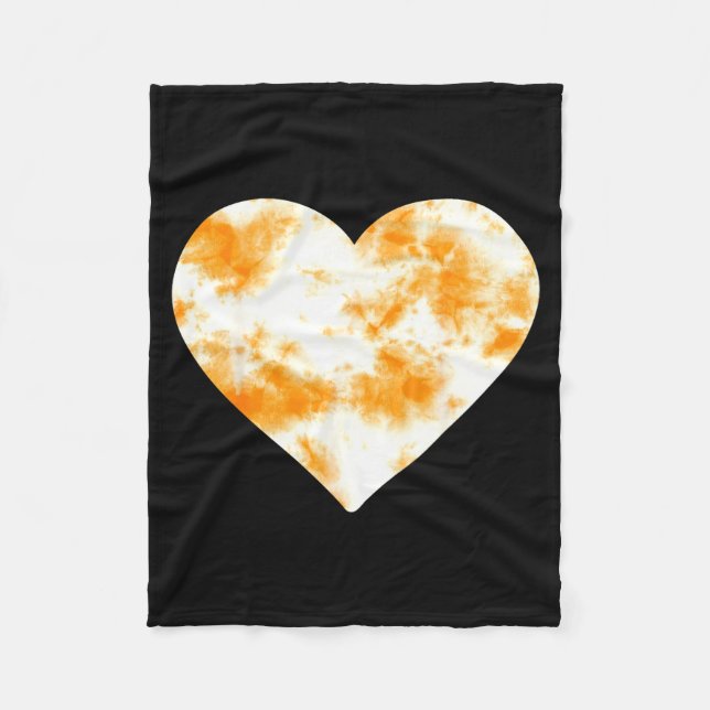 Manta Polar Heart Orange Tie Dye - Cute Valentines Day Graphic (Anverso)