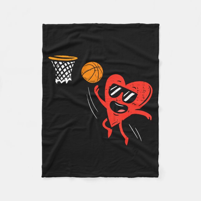 Manta Polar Heart Playing Basketball Cute Valentines Day Srts  (Anverso)