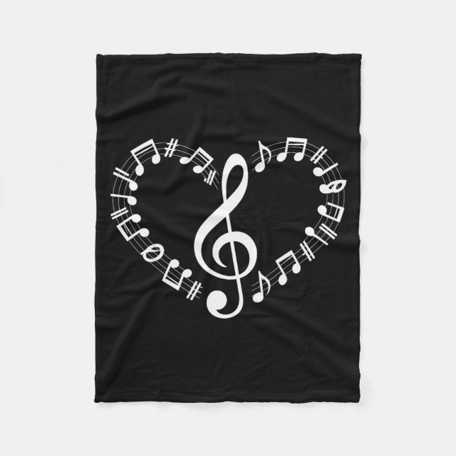 Manta Polar Heart Shape Musical Notes Music Lovers Happy Valen (Anverso)