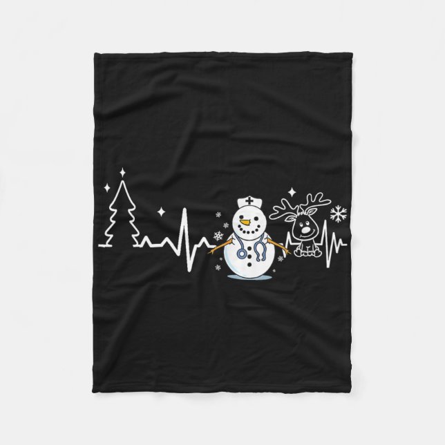 Manta Polar Heartbeat Nurse Snowman Nurse Christmas  (Anverso)