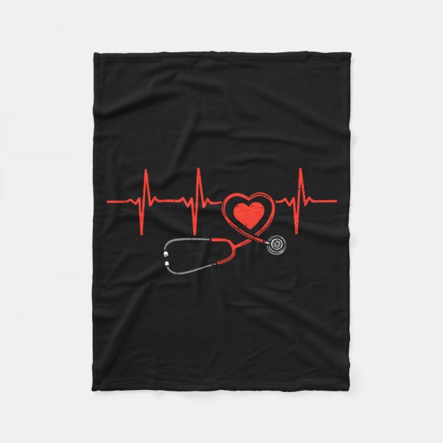 Manta Polar Heartbeat Scrub Valentine Nurse Valentines Day Rn  (Anverso)