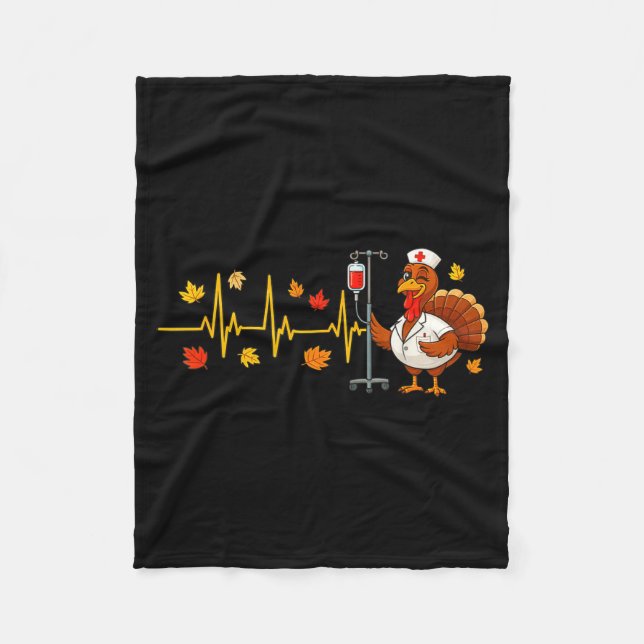 Manta Polar Heartbeat Turkey Funny Nurse Thanksgiving Fall Des (Anverso)
