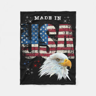Manta Polar Hecho En EE. UU. Patriótico Bandera Americana Águi