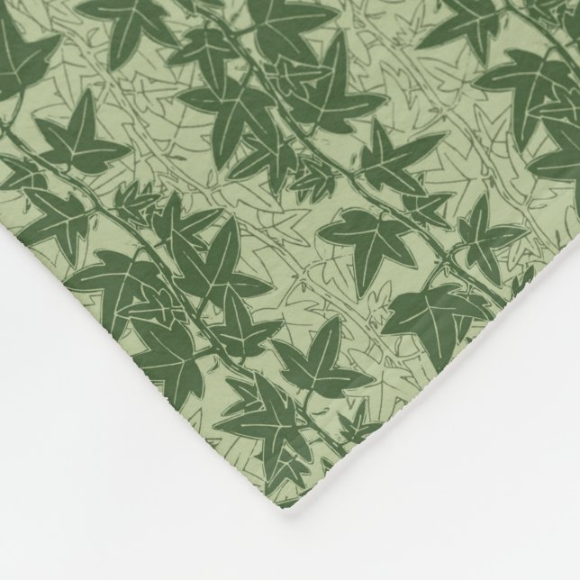 Manta Polar Hedera Ivy Vines - patrón D_L verde botánico. (Esquina)