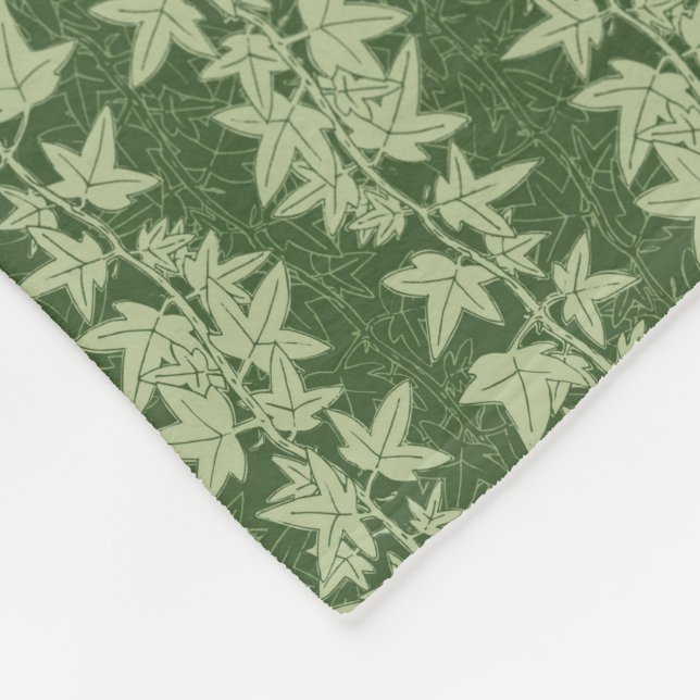 Manta Polar Hedera Ivy Vines - patrón L_D verde botánico. (Esquina)