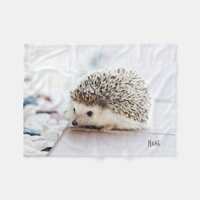 Manta Polar Hedgehog Fleece Blanket - Personalizado con nombre (Frente (Horizontal))
