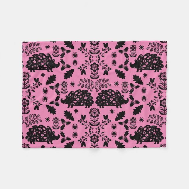 Manta Polar Hedgehog Folk Art (Frente (Horizontal))