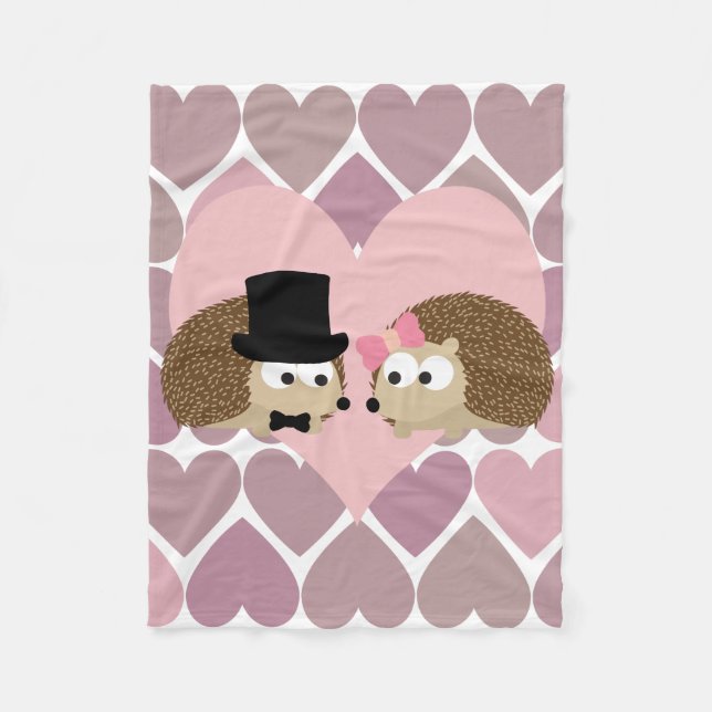 Manta Polar Hedgehog Love with Hearts (Anverso)