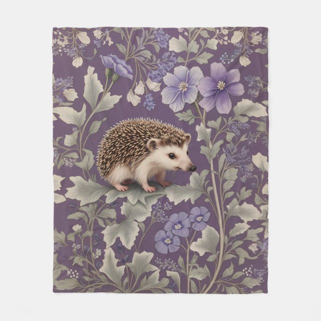 Manta Polar Hedgehog Purple William Morris Inspiró Floral (Anverso)