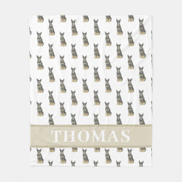 Manta Polar Heeler (Blue Black Tan) rosa y blanco