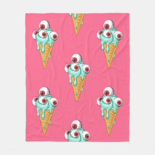 Manta Polar Helado azul con ojos. Fondo rosa. Marismas