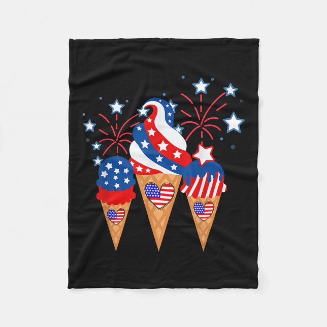 Manta Polar Helado Cream Cones 4 De Julio Patriótico (Anverso)