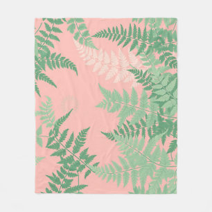 Manta Polar Helecho de hoja rosa sonrojado Botánico Verde salv