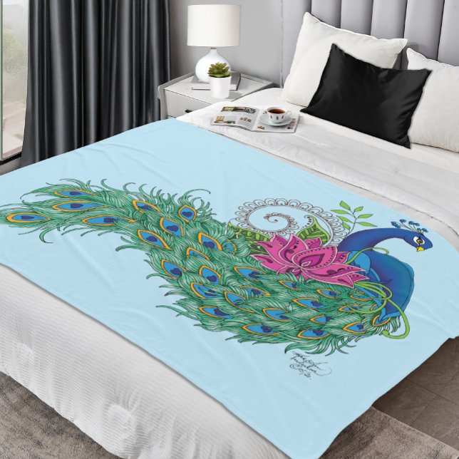 Manta Polar Henna de flor de Lotus azul Peacock (Subido por el creador)