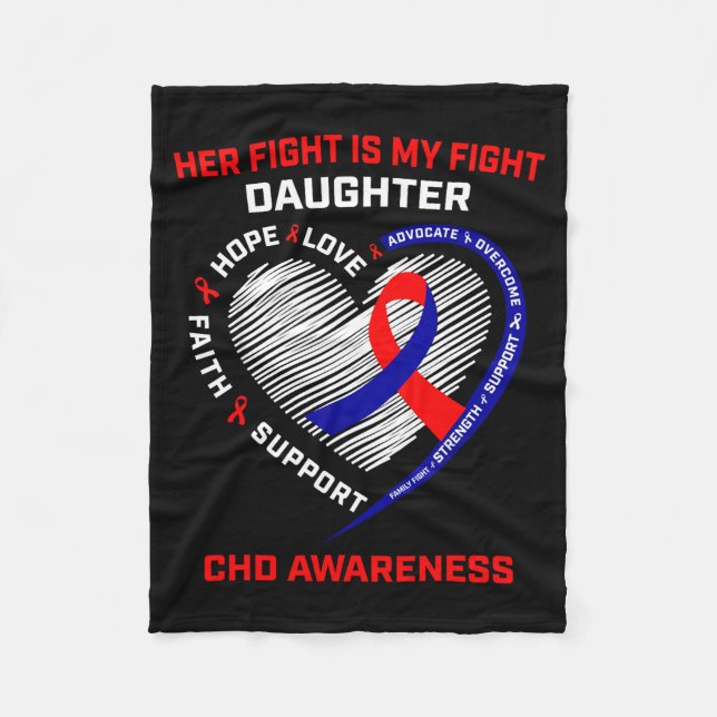 Manta Polar Her Fight Daughter Chd Awareness Heart Disease Gra (Anverso)