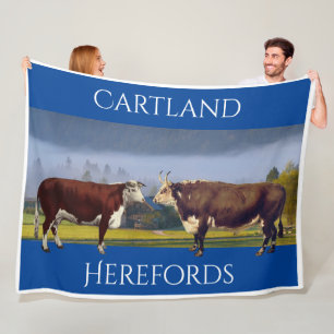 Manta Polar Hereford Cow y Bull de Vintage personalizado