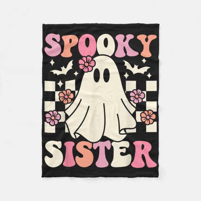 Manta Polar Hermana asustada Halloween Ghost Costume Retro Gro (Anverso)