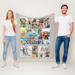 Manta Polar HERMANAS modernas 19 Collage de fotos Gris