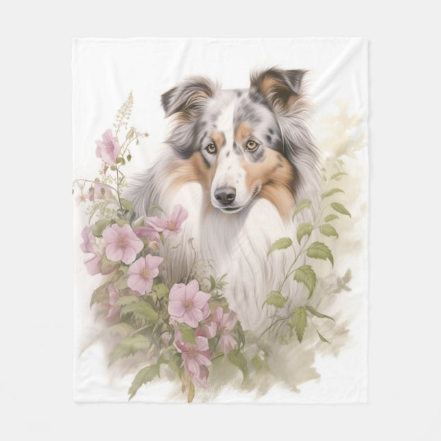 Manta Polar Hermosa Blue Merle Sheltie (Anverso)