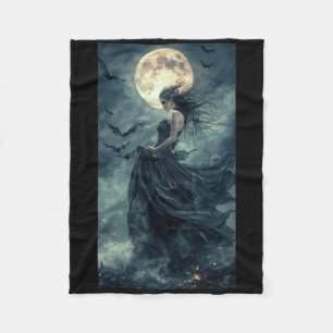 Manta Polar Hermosa Bruja Gótica Fantasía Vampiro luz de luna