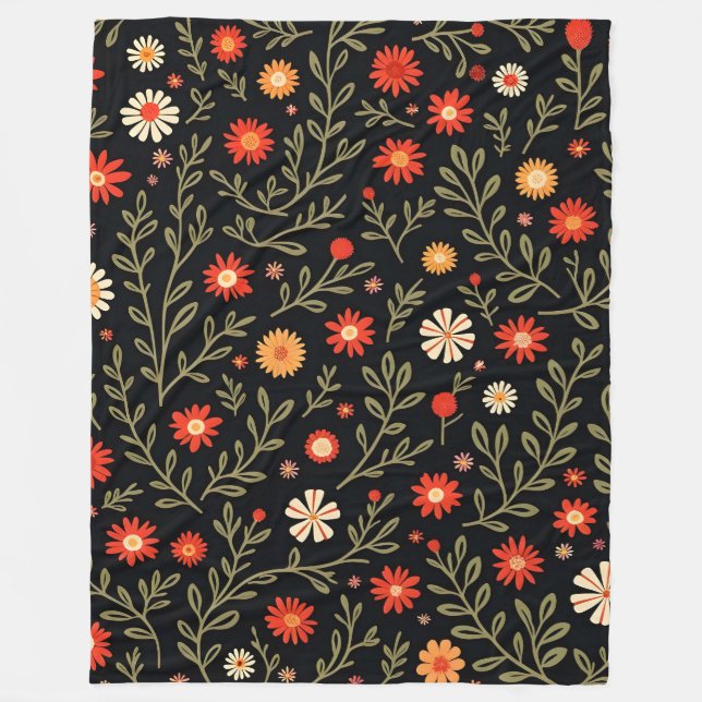 Manta Polar Hermosa colección de flores de época (Anverso)