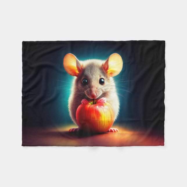 Manta Polar Hermosa fantasía peluche animal de manzana roja (Frente (Horizontal))