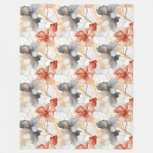 Manta Polar Hermosa flor azul y blanca de la pradera femenina