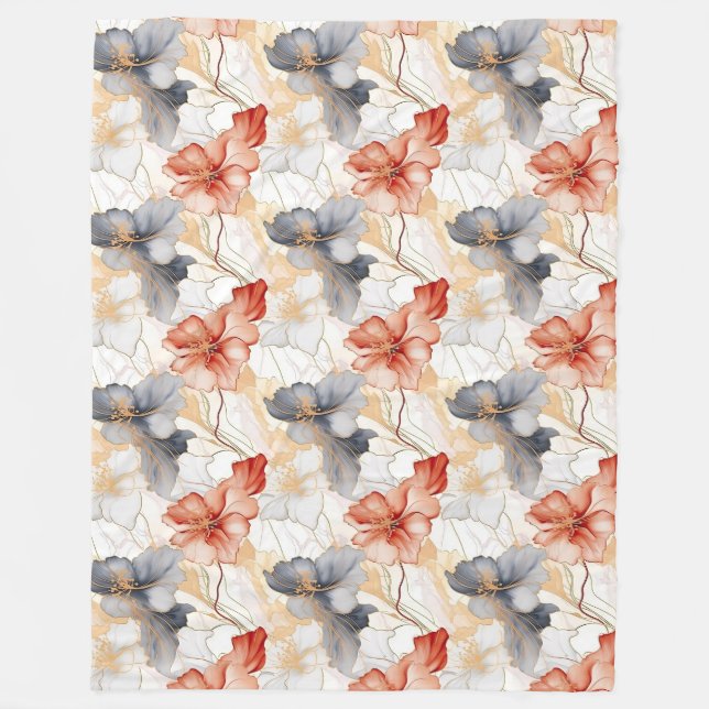 Manta Polar Hermosa flor azul y blanca de la pradera femenina (Anverso)