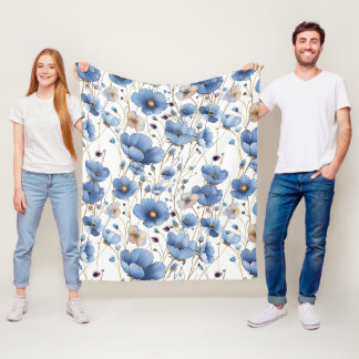 Manta Polar Hermosa floral azul claro