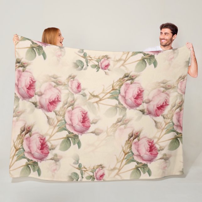 Manta Polar Hermosa Floral Vintage (In situ)