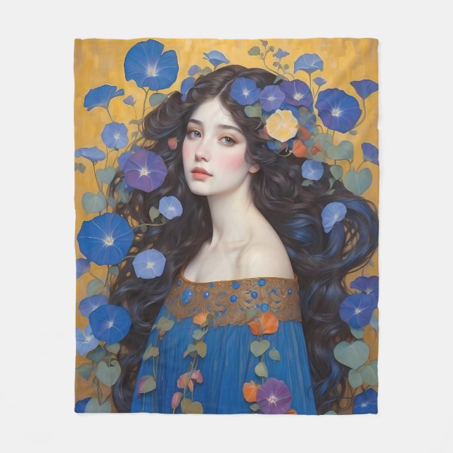 Manta Polar Hermosa Mujer Con Glorias De Mañana (Anverso)