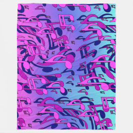 Manta Polar Hermosa música Aqua Blue Pink Upbeat Artsy Fleece