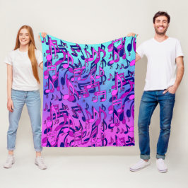 Manta Polar Hermosa música Aqua Blue Pink Upbeat Fleece