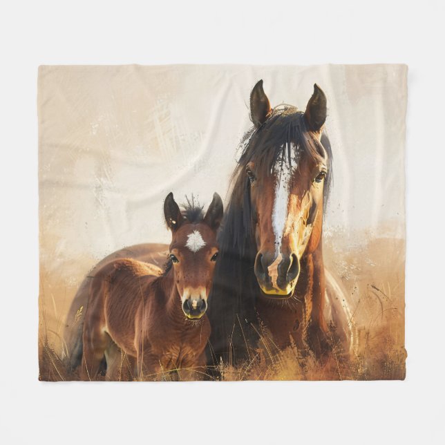 Manta Polar Hermosa pintura de yegua y hueso (Frente (Horizontal))