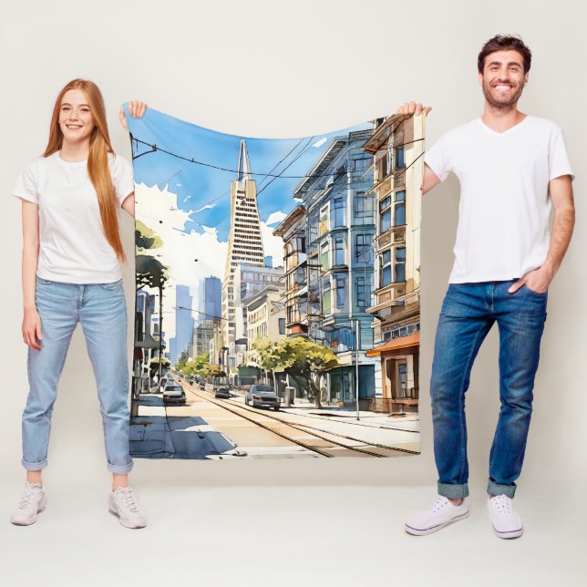 Manta Polar Hermosa pluma y boceto de tinta de San Francisco (In situ)