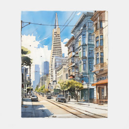 Manta Polar Hermosa pluma y boceto de tinta de San Francisco