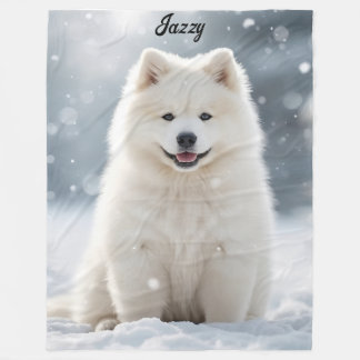 Manta Polar Hermosa Samoyed personalizada