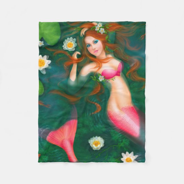 Manta Polar Hermosa sirena roja en el lago (Anverso)