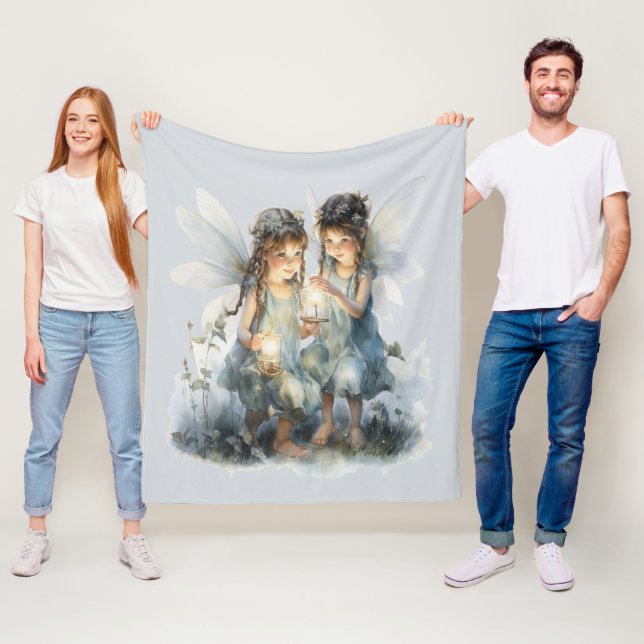 Manta Polar Hermosa victoriana con fayas de jardín azul (In situ)