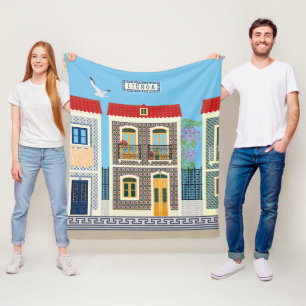 Manta Polar Hermosas casas portuguesas con azulejos o azulejos