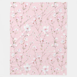 Manta Polar Hermosas flores blancas rosadas
