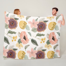 Manta Polar Hermosas flores Cute l Color blanco y rosa de la a