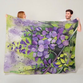 Manta Polar Hermosas Flores De Wisteria En Acuarela
