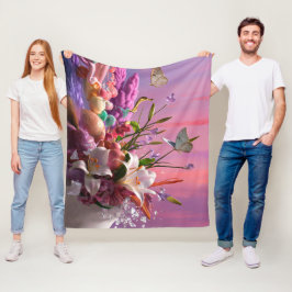 Manta Polar Hermosas Flores Florales Abstractas #1