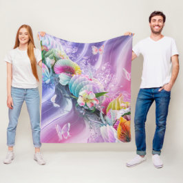 Manta Polar Hermosas Flores Florales Abstractas #10