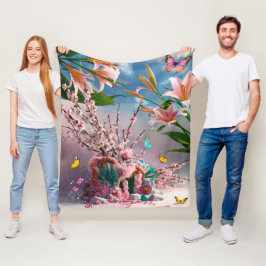 Manta Polar Hermosas Flores Florales Abstractas #3