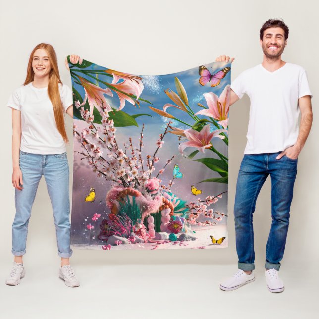 Manta Polar Hermosas Flores Florales Abstractas #3 (In situ)