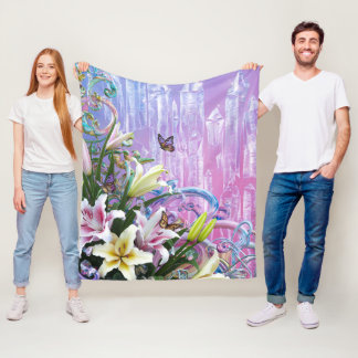 Manta Polar Hermosas Flores Florales Abstractas #5