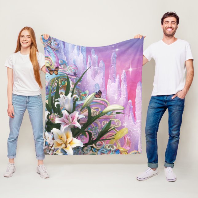 Manta Polar Hermosas Flores Florales Abstractas #6 (In situ)